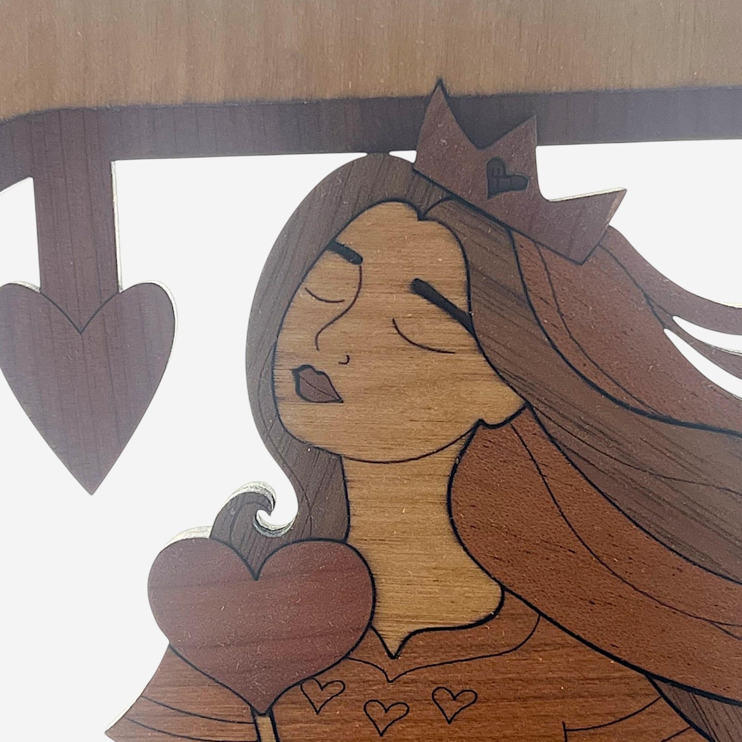 Queen of Hearts Wood Art | Laser Cut Playing Card Decor