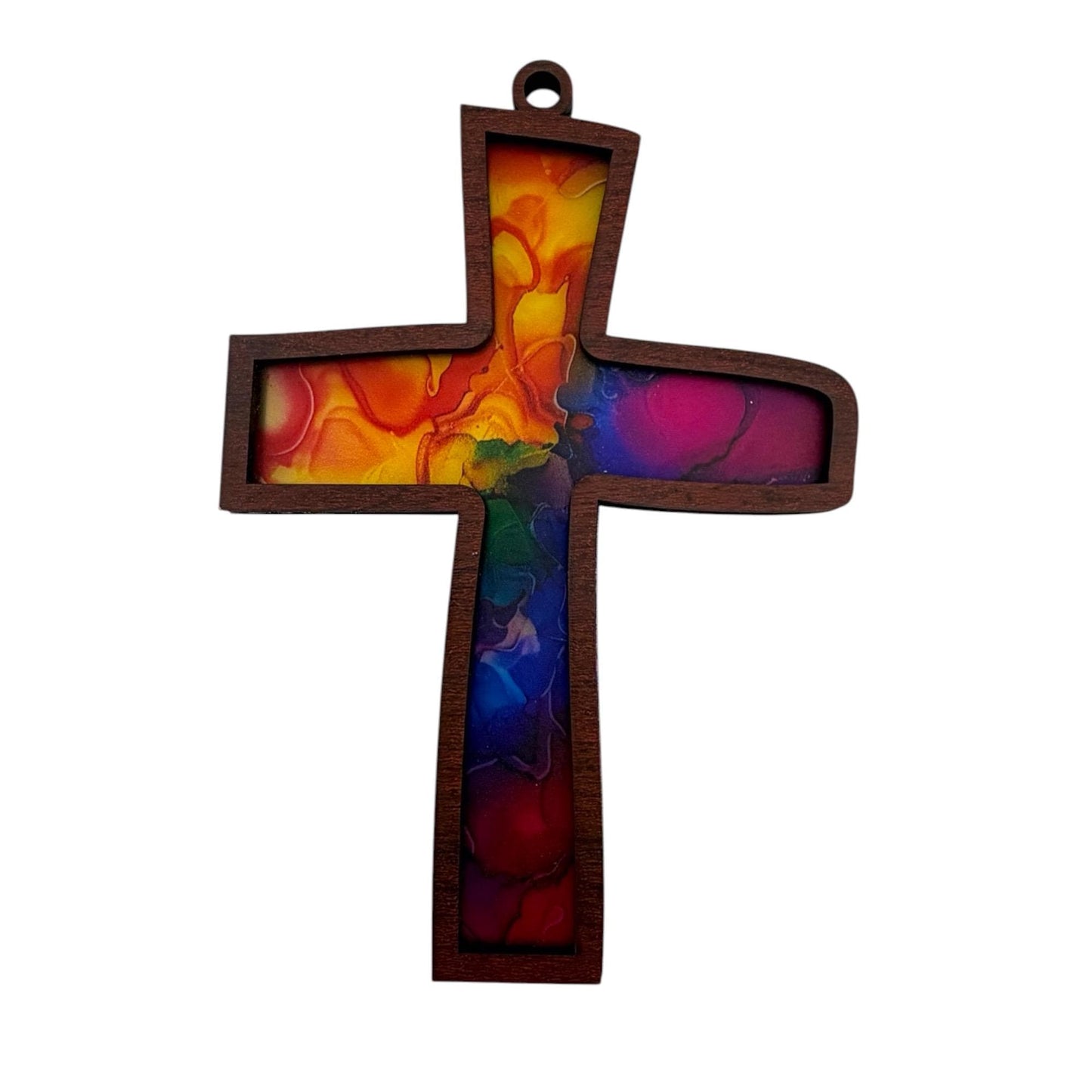 Colorful Cross Stained Glass Style Suncatcher