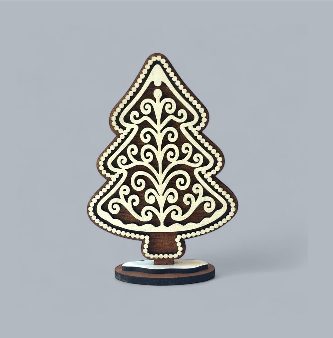 Gingerbread Christmas Tree Decor Set | Layered Wood Holiday Trees | Rustic Christmas Shelf Sitters | Gingerbread Decor Trio