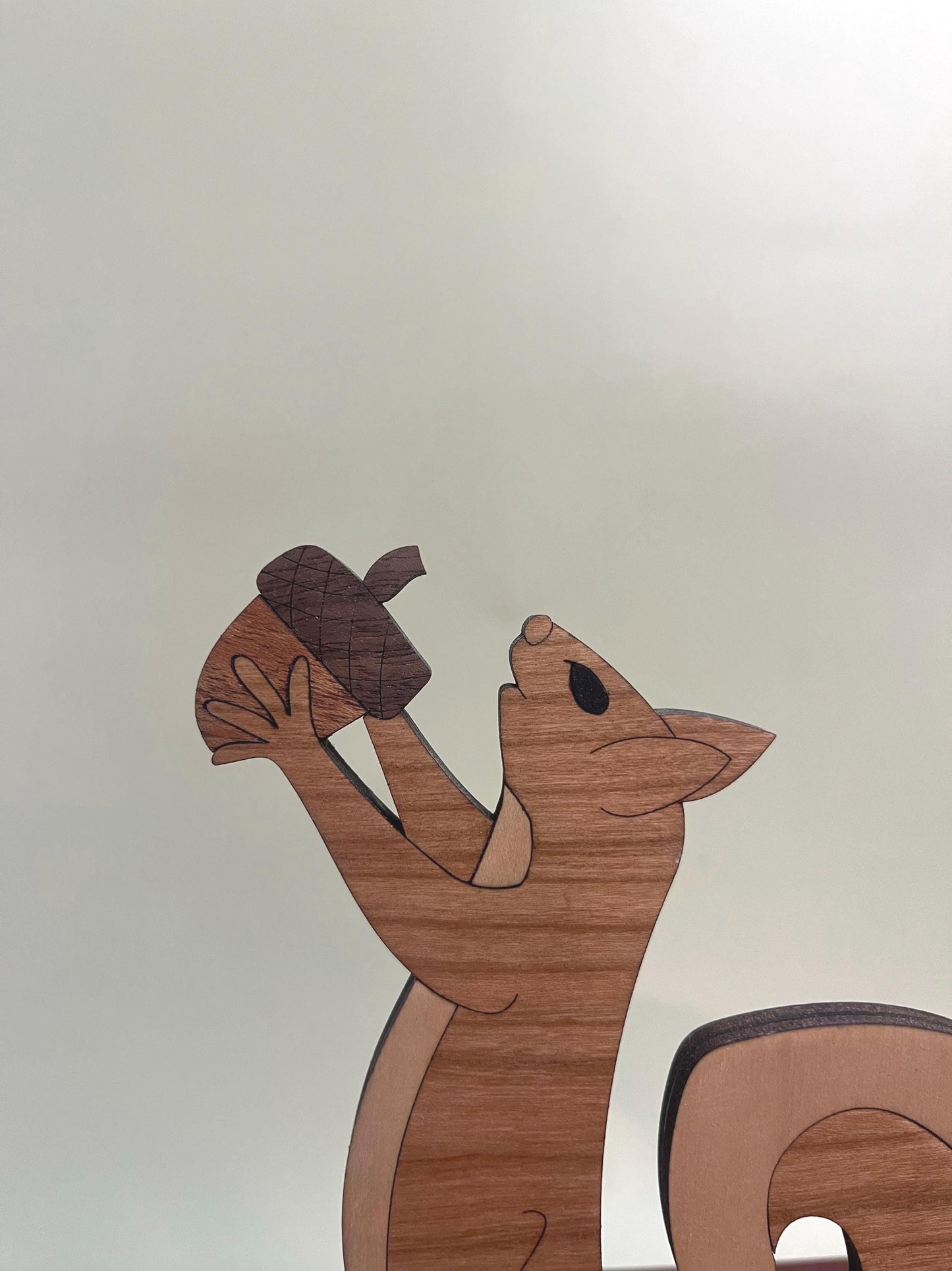 Woodland Squirrel Decor • Layered Wood Animal Shelf Sitter