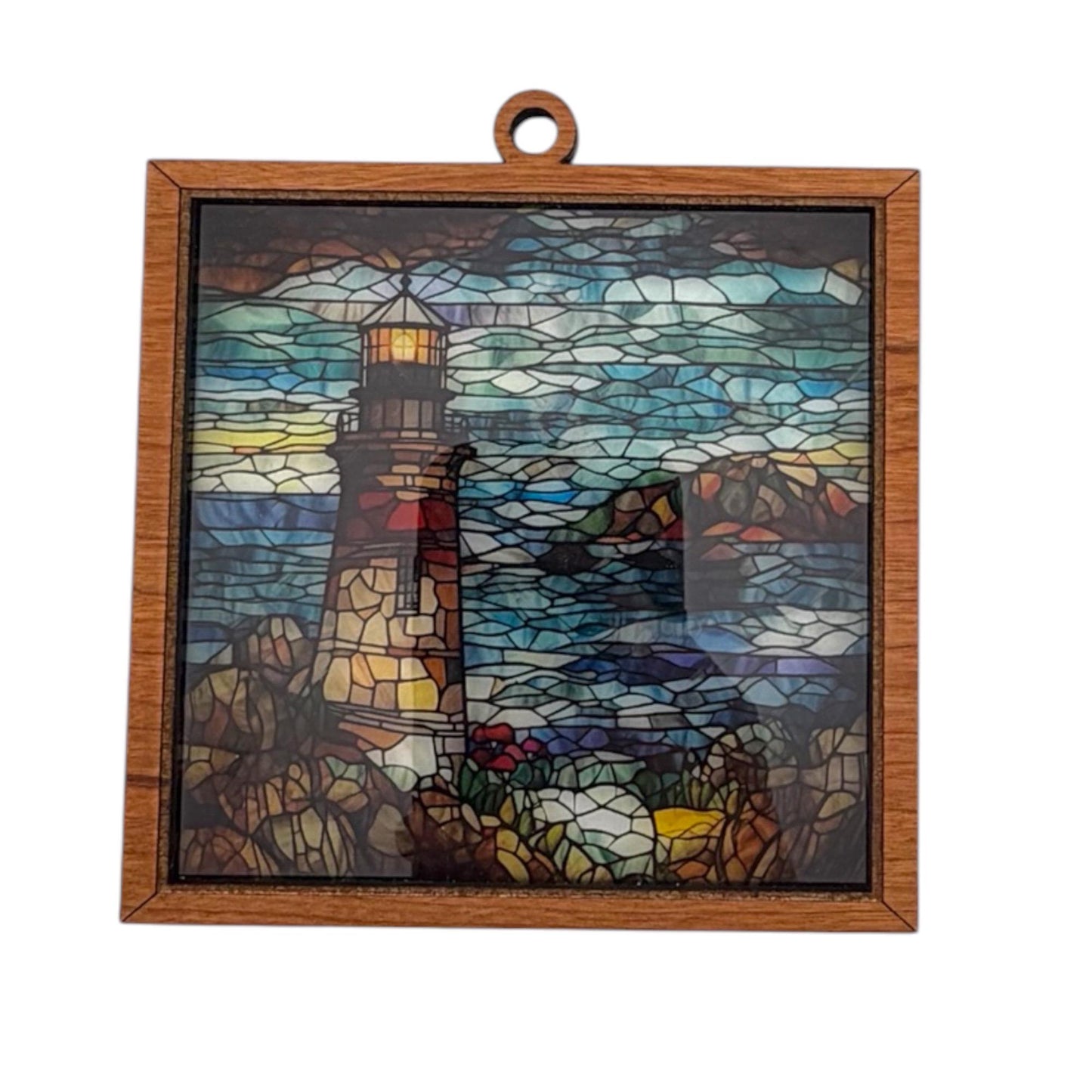 Lighthouse Stained Glass Style Suncatcher