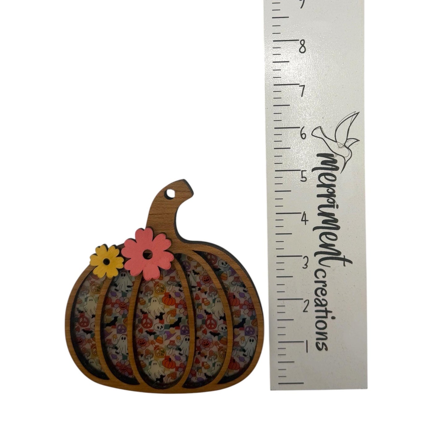 Floral Pumpkin Halloween Sun Catcher | Whimsical Pumpkin Decor