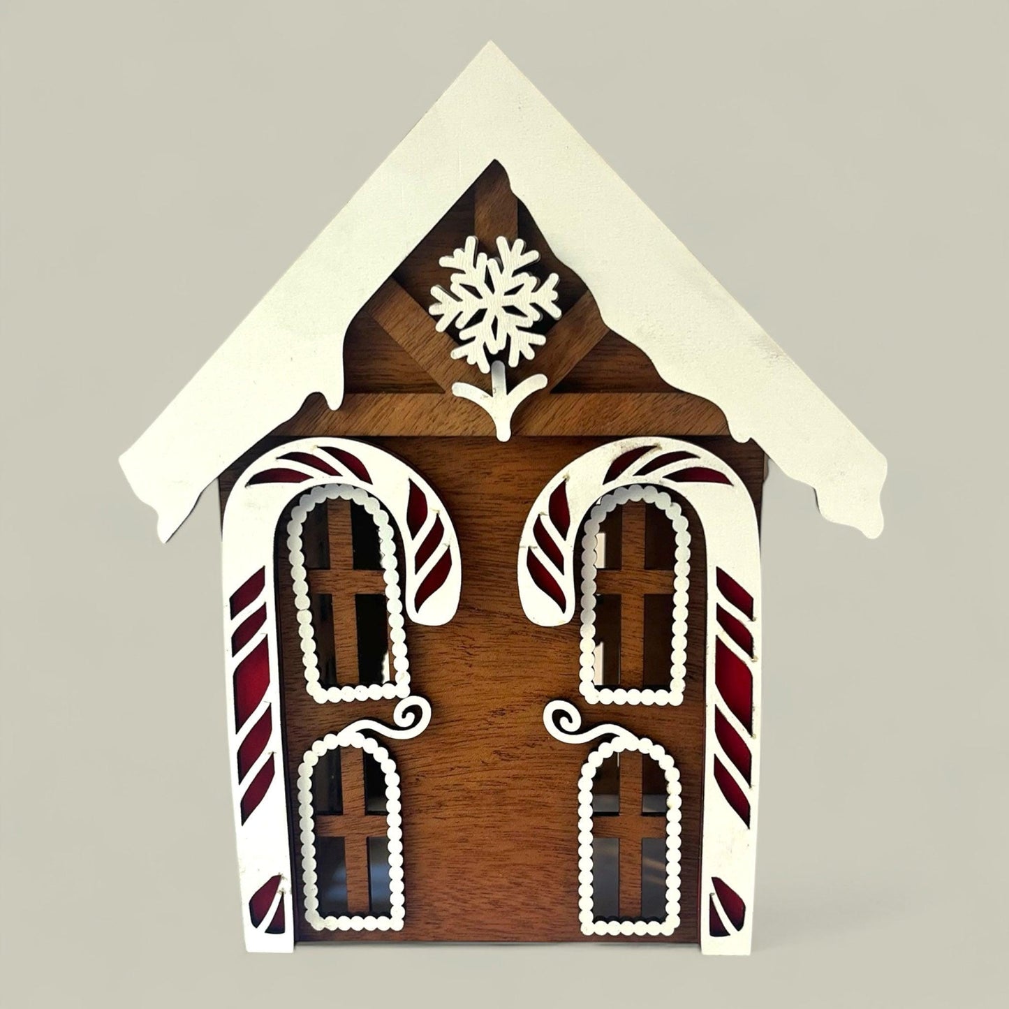 Gingerbread House Christmas Decor | Layered Wood Holiday House | Rustic Christmas Decoration | Shelf Sitter Gingerbread