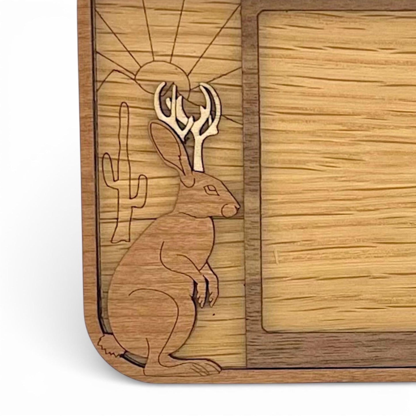 Jackalope Sticky Note Holder | Southwestern Wood Desk Decor