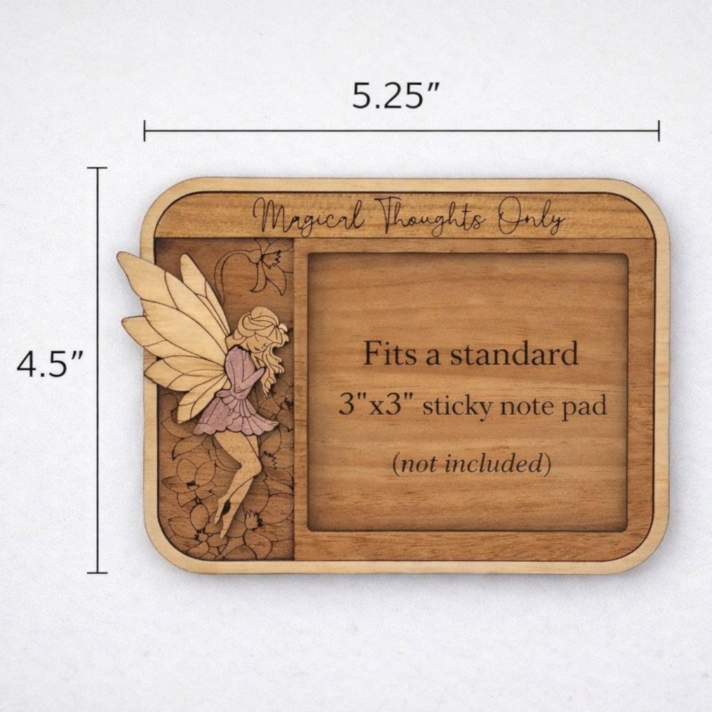Fairy Sticky Note Holder | Laser Cut Wood Desk Organizer