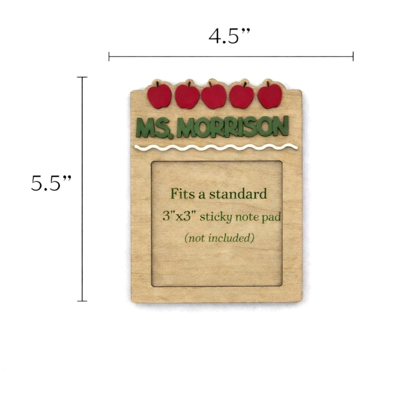 Personalized Teacher Apple Sticky Note Pad Holder