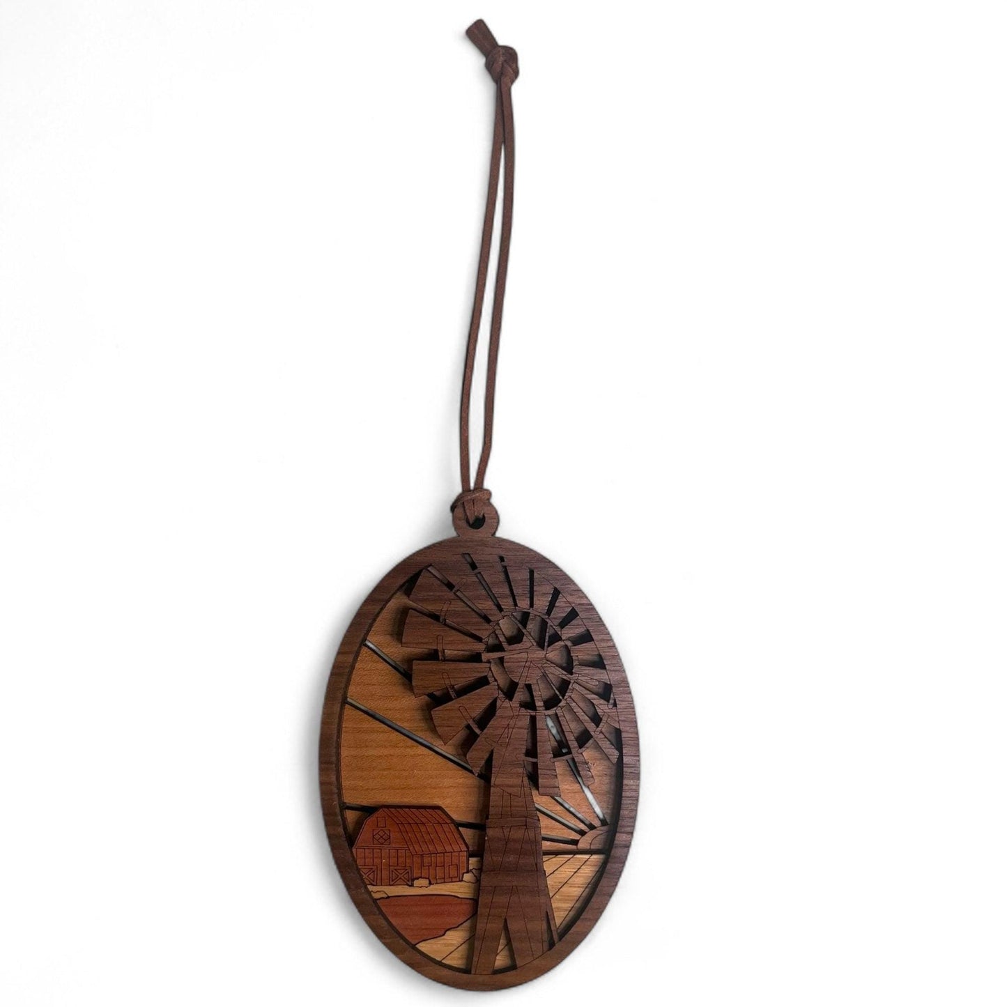 Handmade Wooden Windmill Christmas Ornament – Rustic Farmhouse Decor