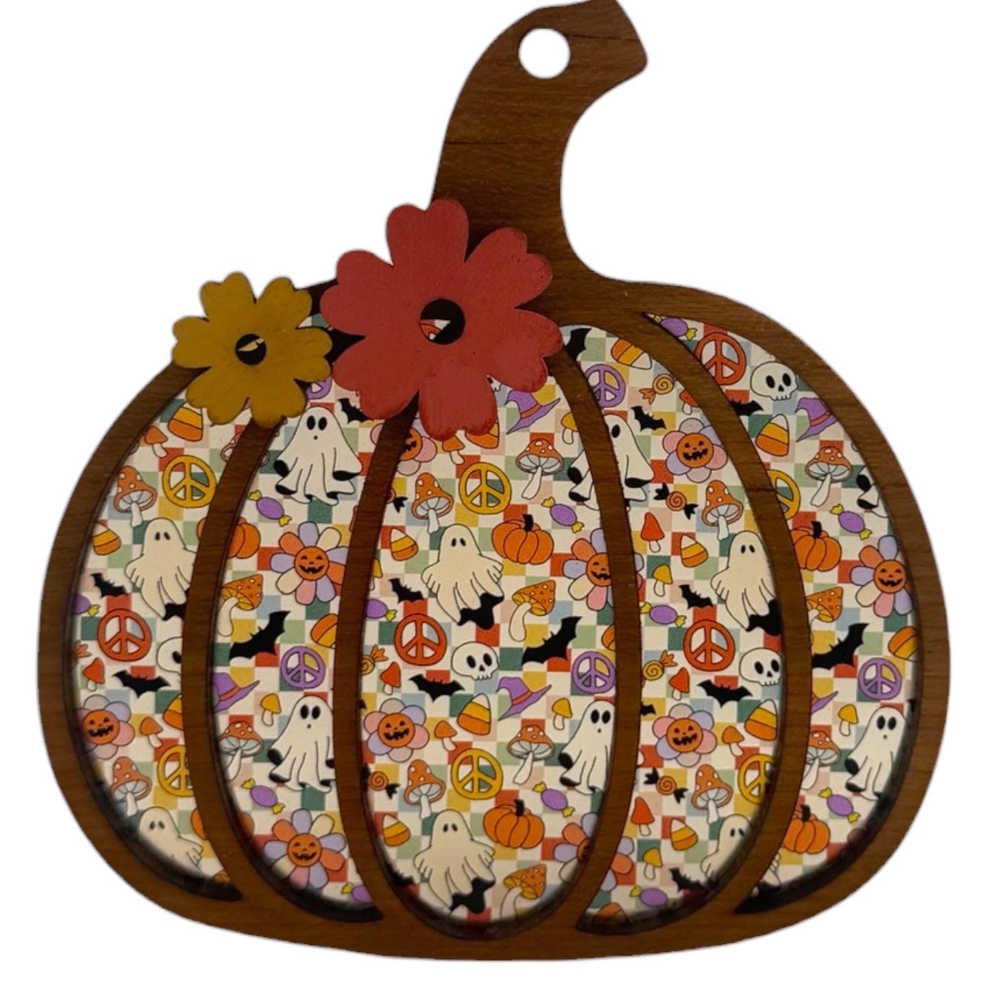 Floral Pumpkin Halloween Sun Catcher |  Whimsical Pumpkin Decor