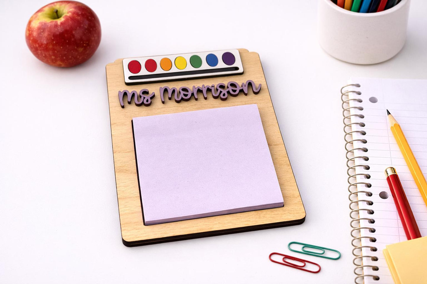 Personalized Teacher Art Palette Sticky Note Pad Holder