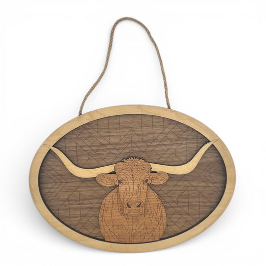 Longhorn Steer Wood Wall Art | Farmhouse Style