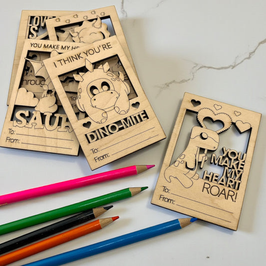 Color Your Own Dino Valentines