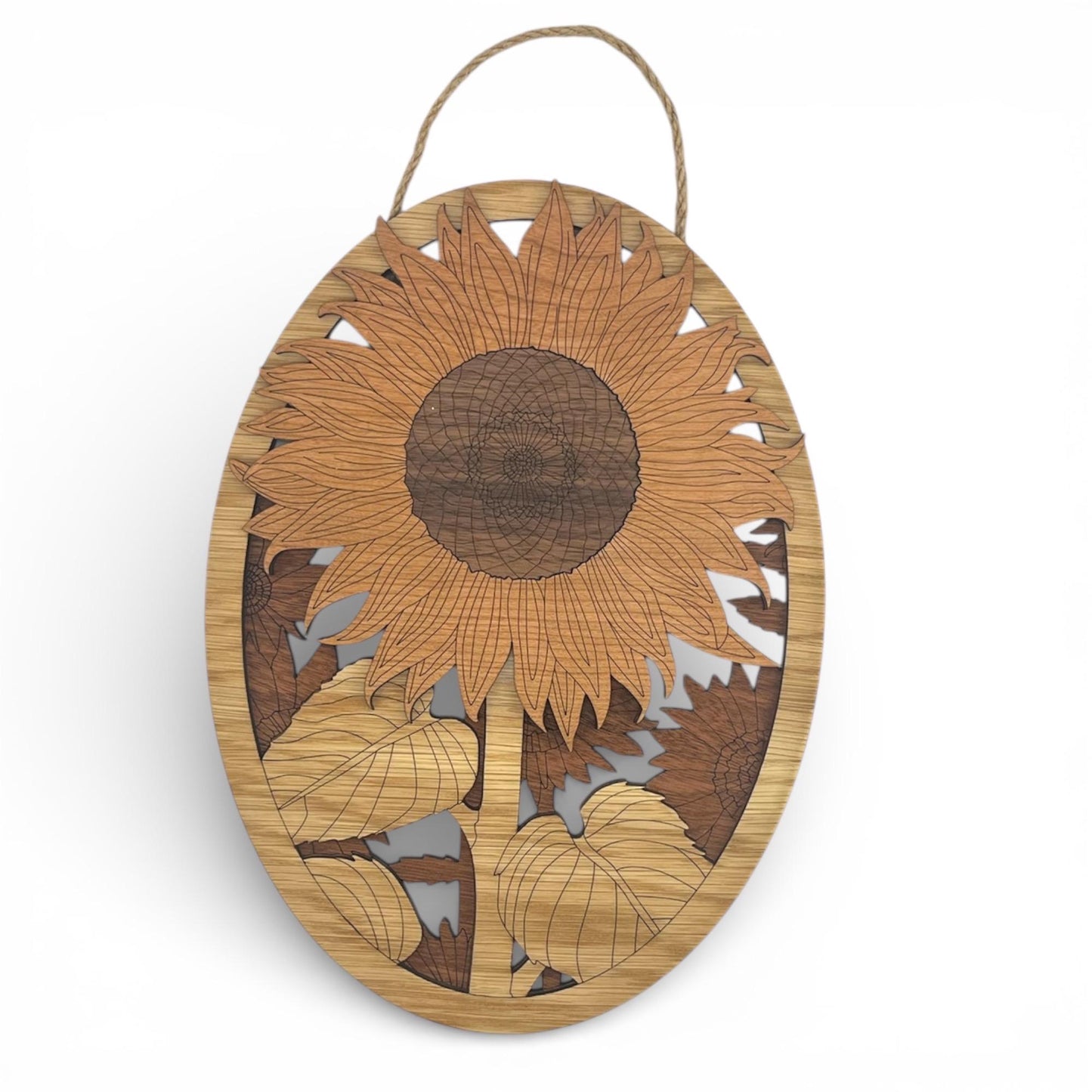 Oval Sunflower Wood Wall Art | Farmhouse Style Decor