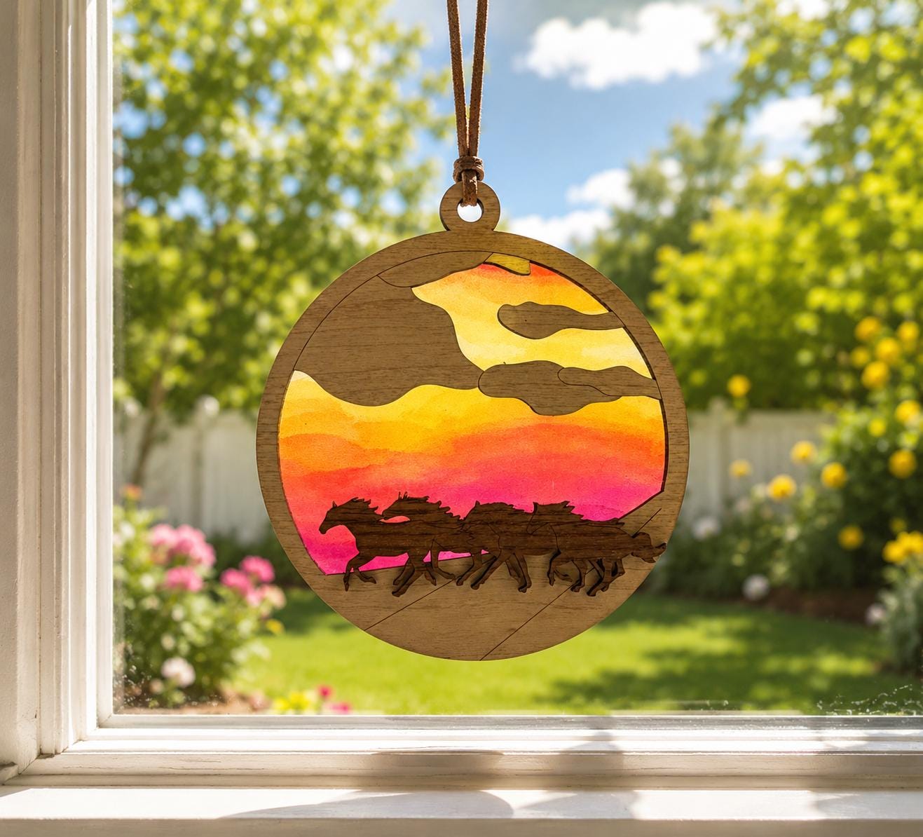 Running Horses Sunset Suncatcher