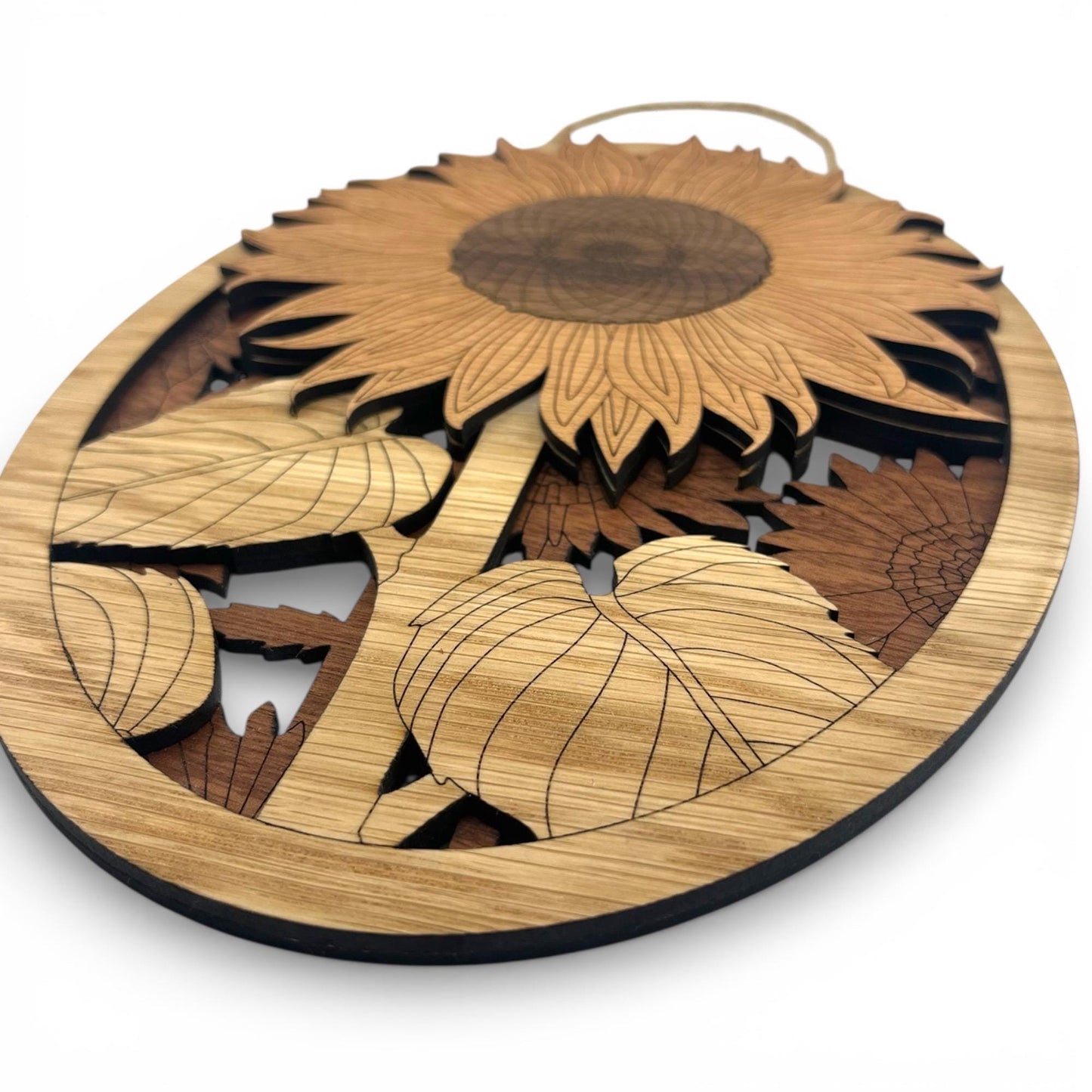 Oval Sunflower Wood Wall Art | Farmhouse Style Decor