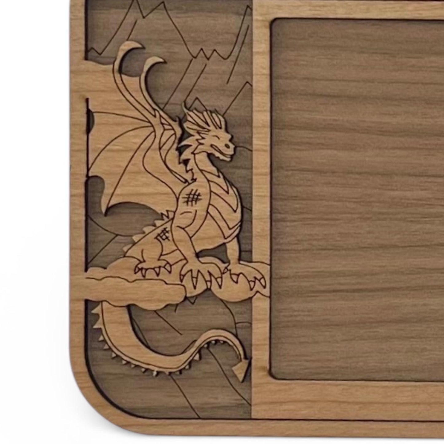 Laser Cut Dragon Sticky Note Holder | Wood Gamer Desk Organizer