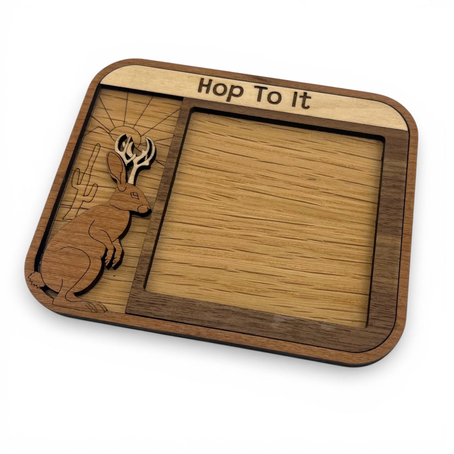 Jackalope Sticky Note Holder | Southwestern Wood Desk Decor