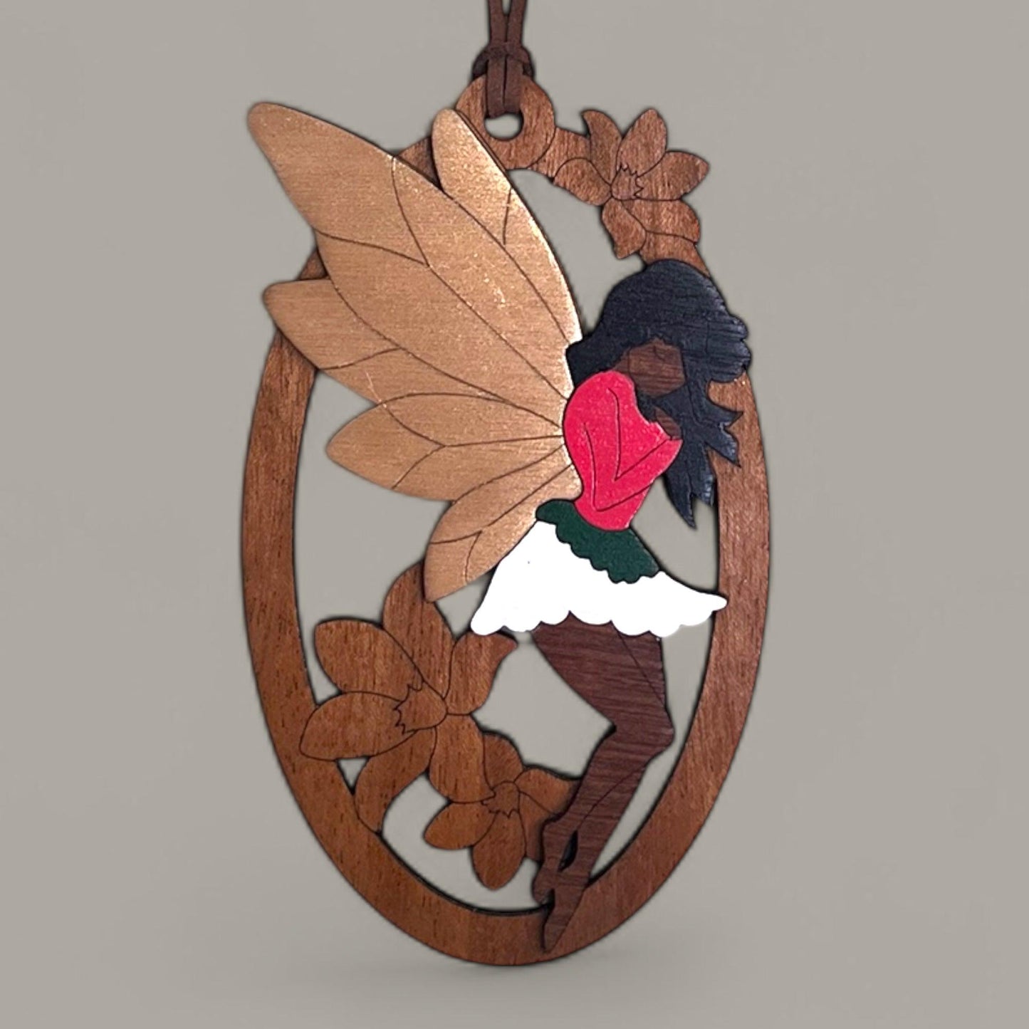 Woodland Fairy Christmas Ornament – Handcrafted Plywood Layered Decor