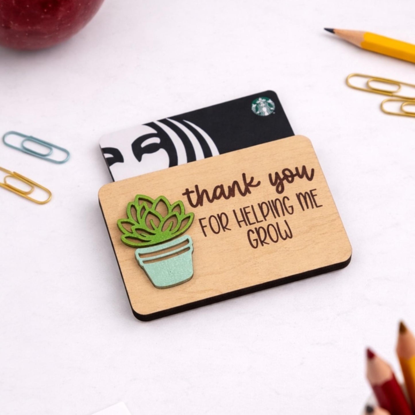 Gift Card Holder for Teachers - Thank You For Helping Me Grow