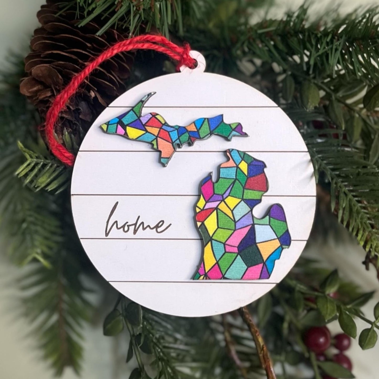 Michigan Home Ornament – Pride Rainbow State Decor