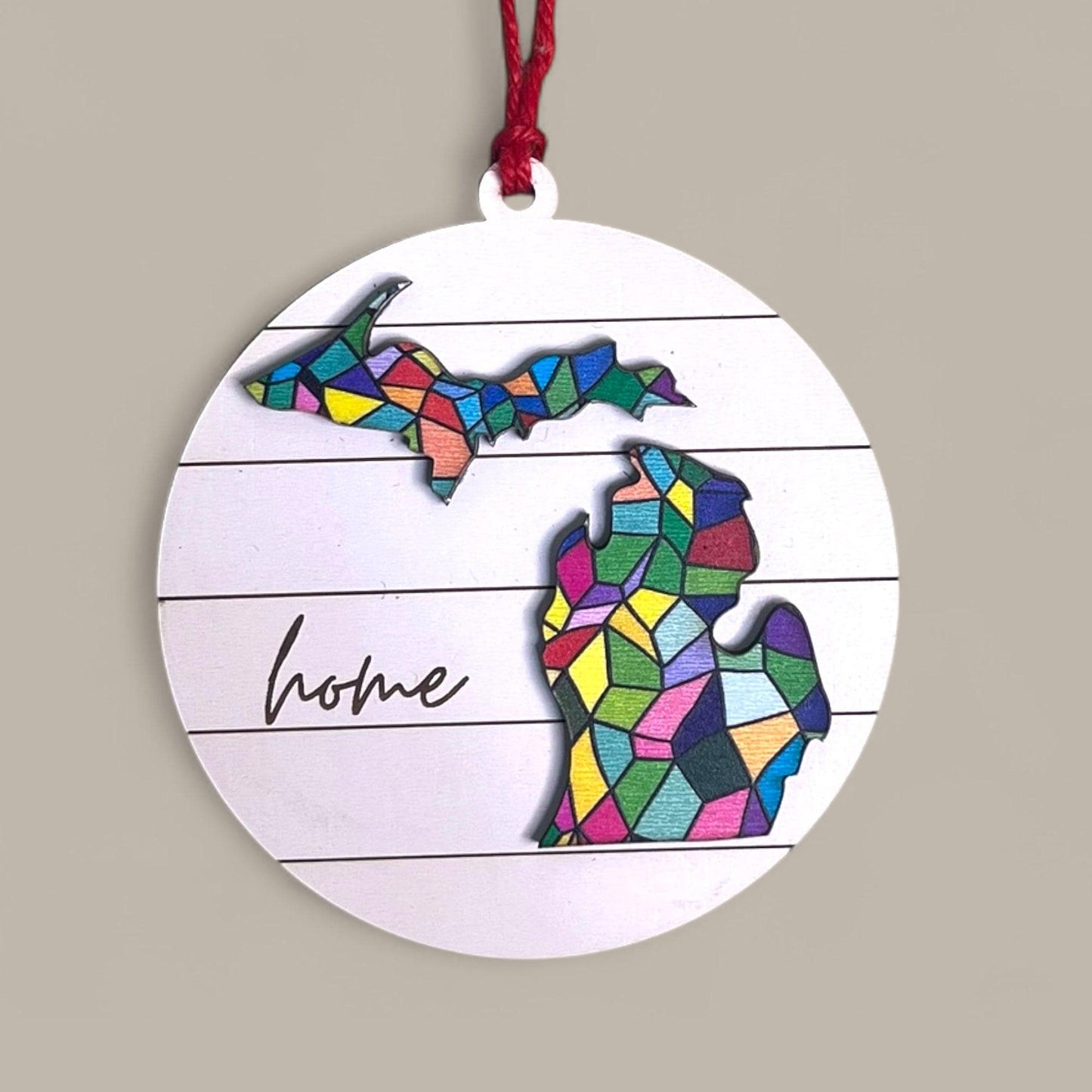 Michigan Home Ornament – Pride Rainbow State Decor
