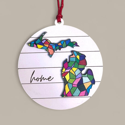 Michigan Home Ornament – Pride Rainbow State Decor