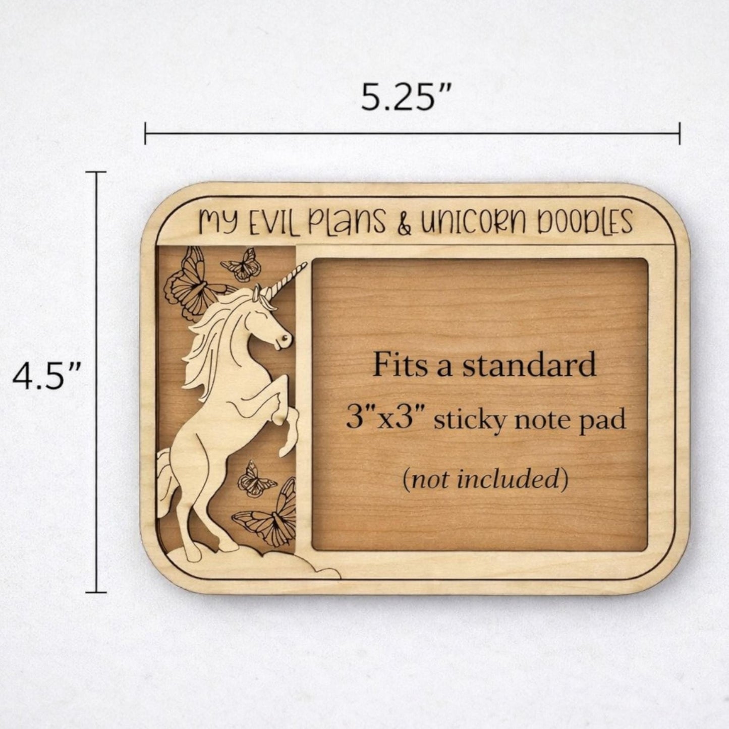 Laser Cut Wood Unicorn Sticky Note Holder | Desk Organizer