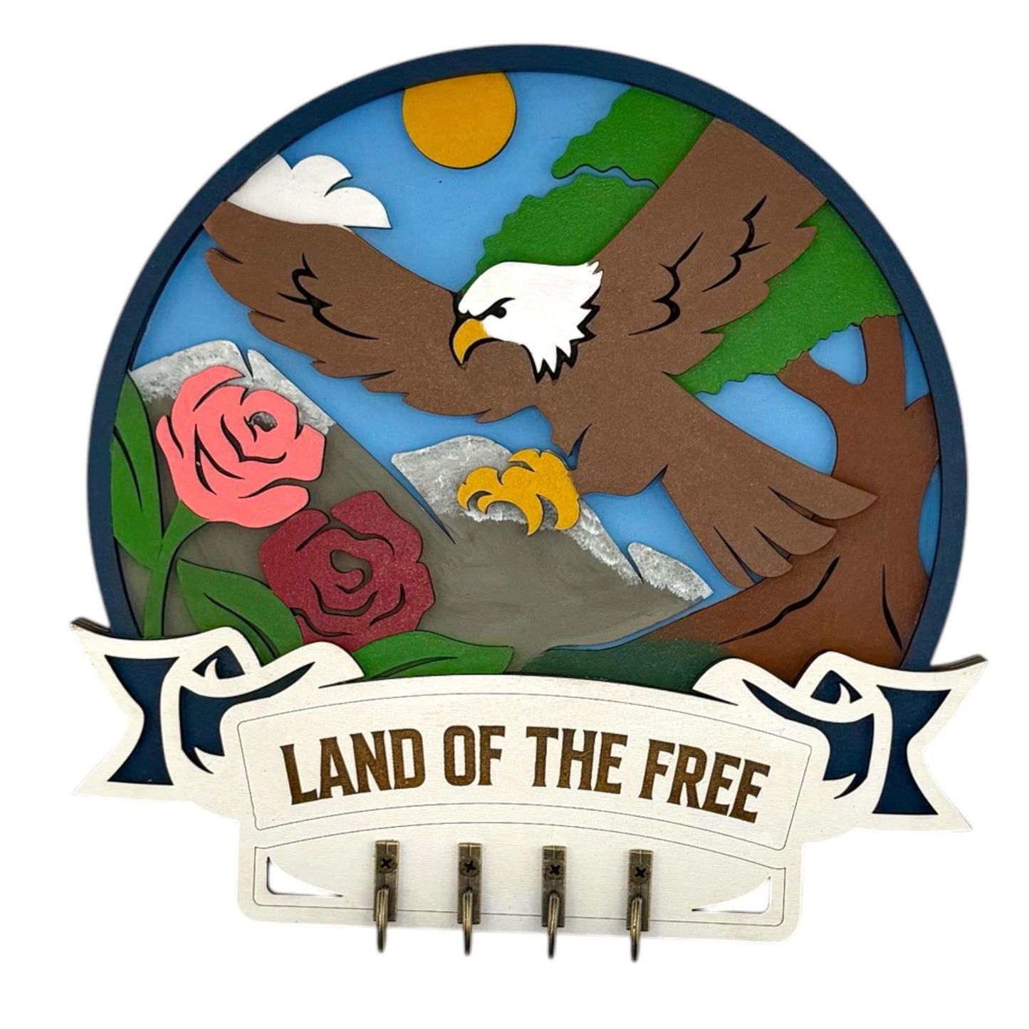 Land Of The Free Hand Painted Keyholder