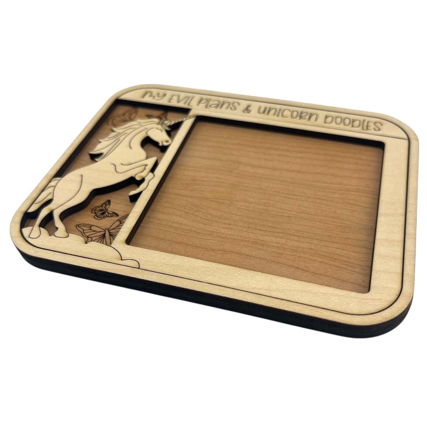 Laser Cut Wood Unicorn Sticky Note Holder | Desk Organizer