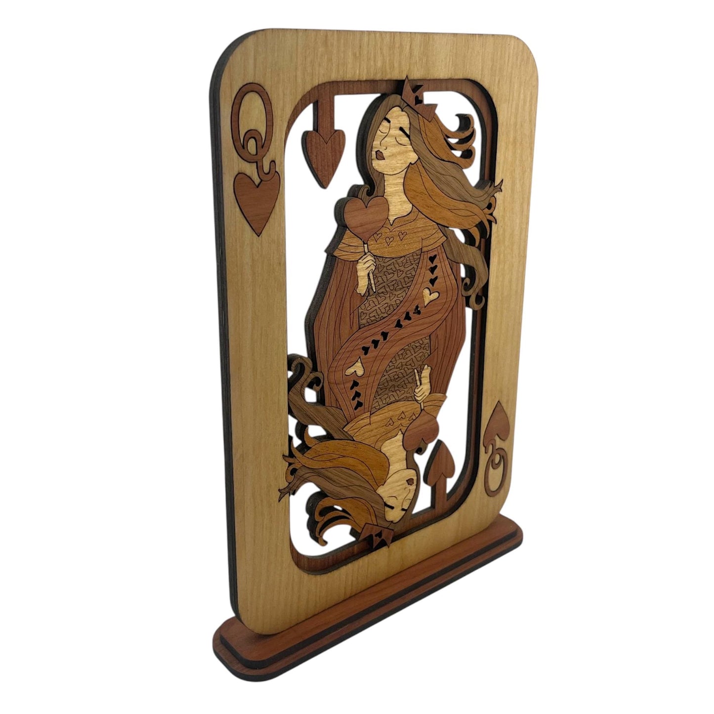 Queen of Hearts Wood Art | Laser Cut Playing Card Decor