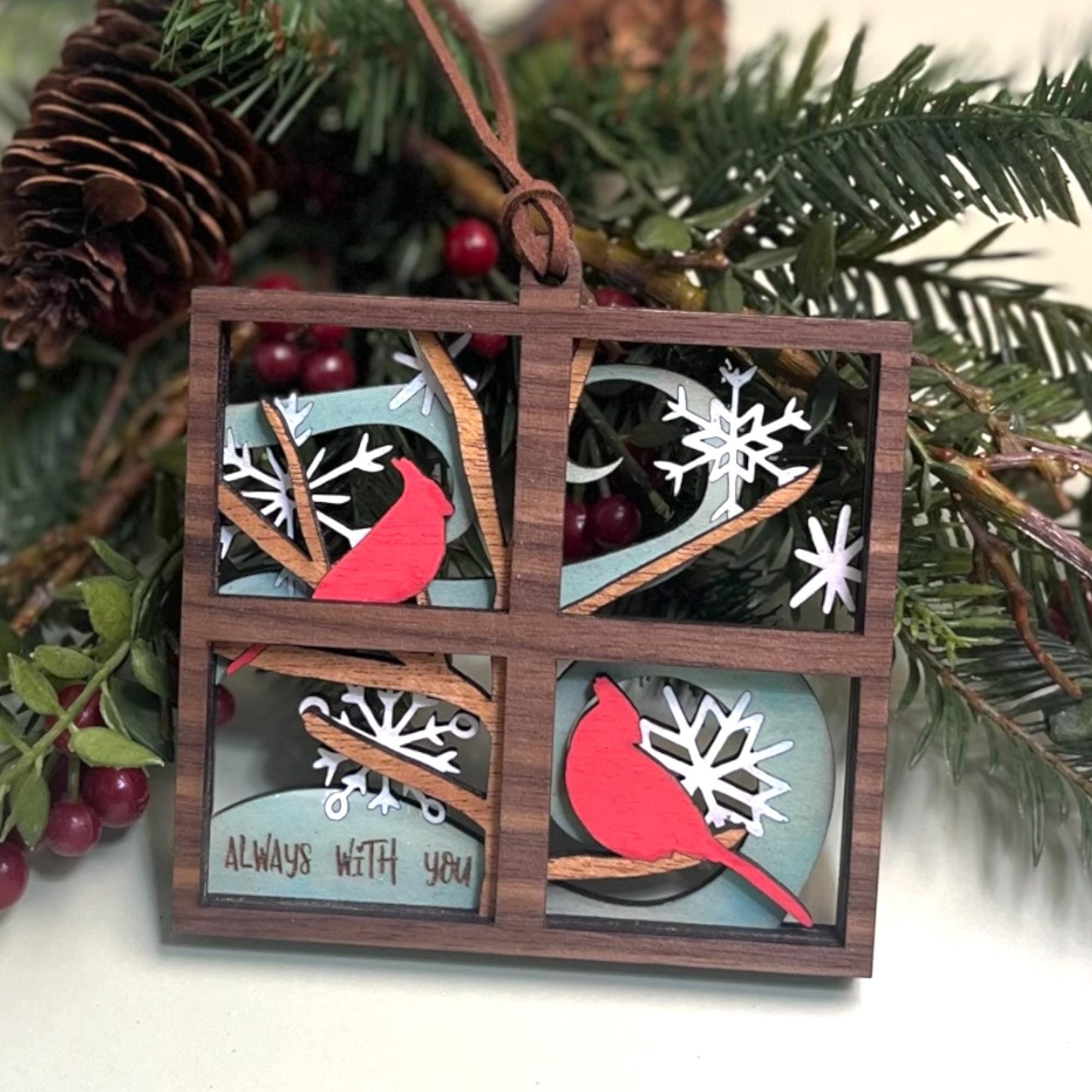 Cardinal Memorial Ornament – Wooden Red Bird Sympathy Gift