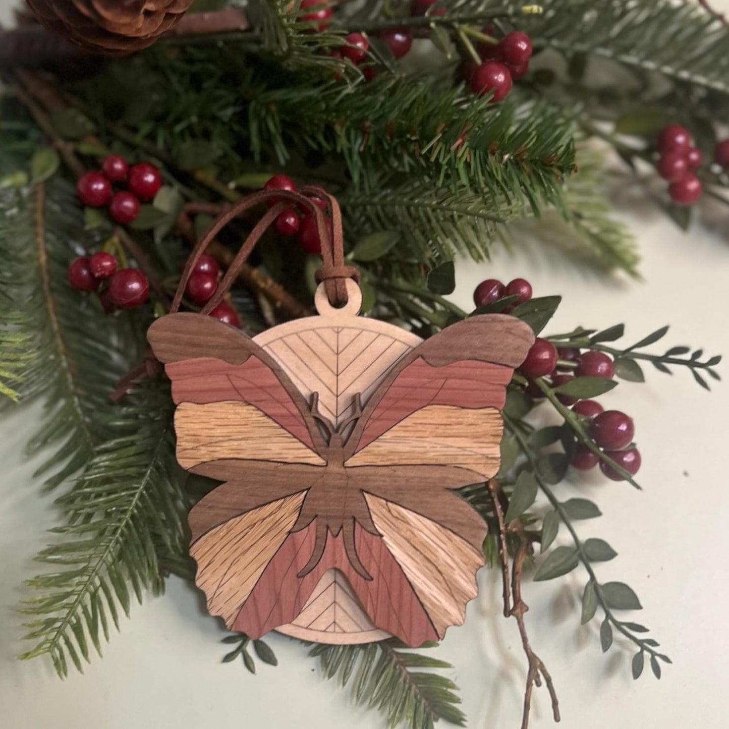 Handcrafted Layered Wood Butterfly Ornament | Nature Decor