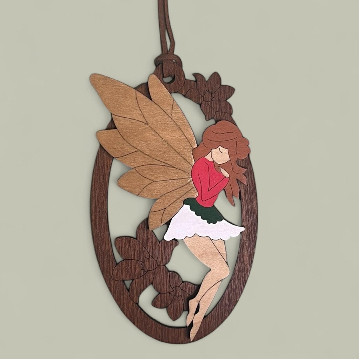 Woodland Fairy Christmas Ornament – Handcrafted Plywood Layered Decor