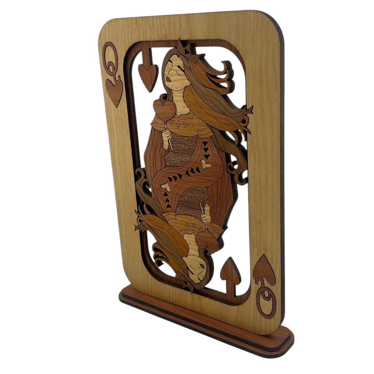 Queen of Hearts Wood Art | Laser Cut Playing Card Decor