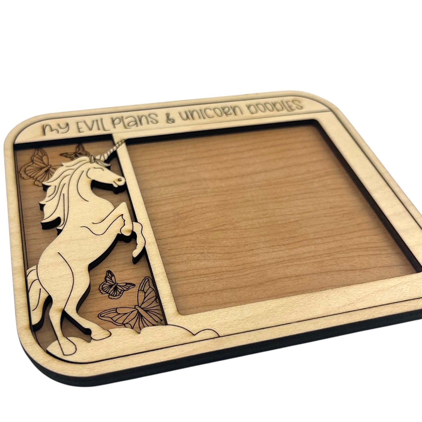 Laser Cut Wood Unicorn Sticky Note Holder | Desk Organizer