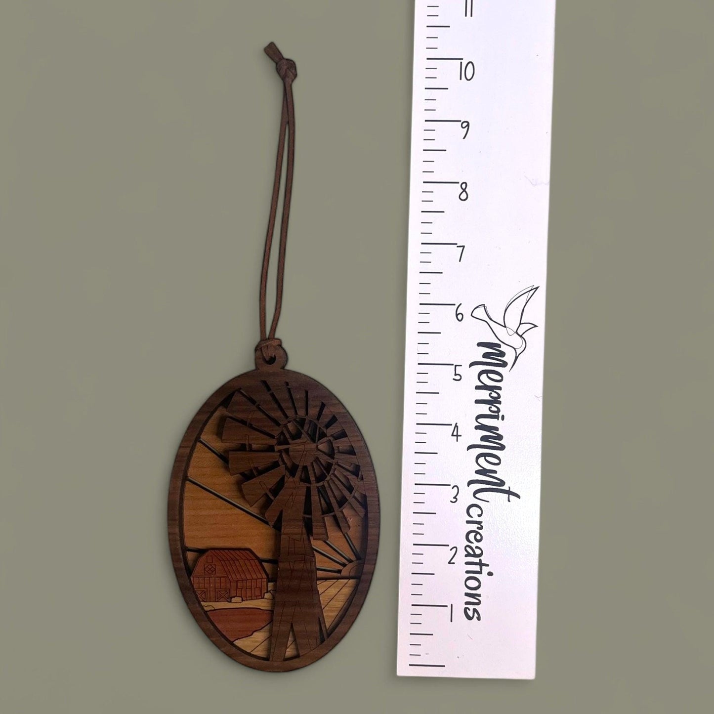Handmade Wooden Windmill Christmas Ornament – Rustic Farmhouse Decor