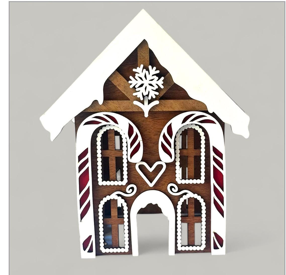 Gingerbread House Christmas Decor | Layered Wood Holiday House | Rustic Christmas Decoration | Shelf Sitter Gingerbread