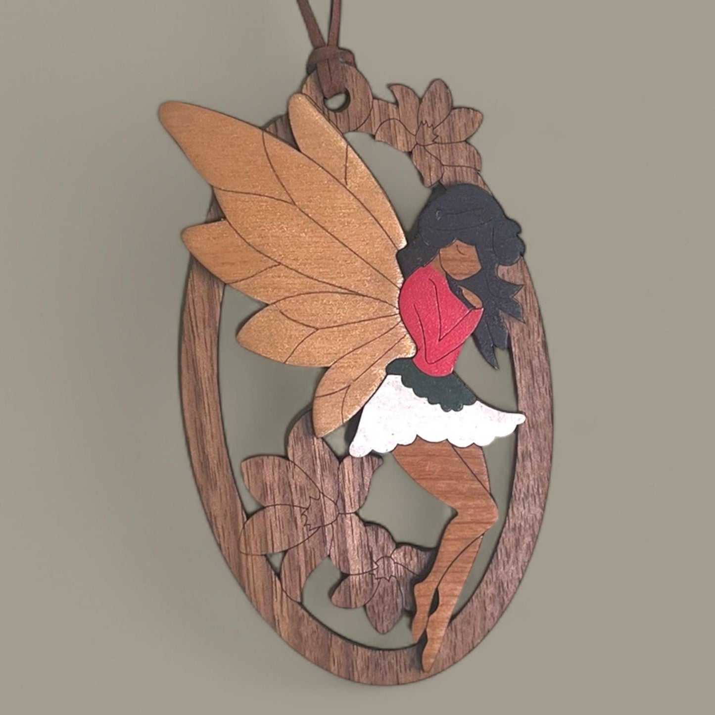 Woodland Fairy Christmas Ornament – Handcrafted Plywood Layered Decor