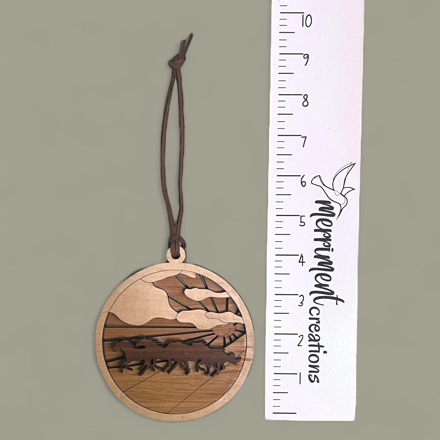 Wild Horses Wooden Ornament – Rustic Western Holiday Decor