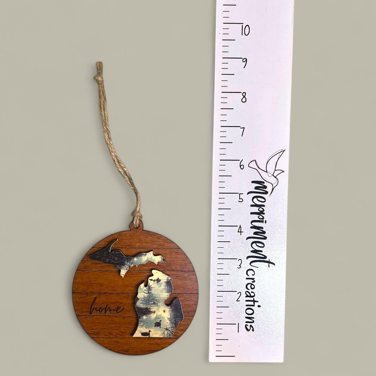 Michigan Lake Reflection Ornament – State Wood Keepsake