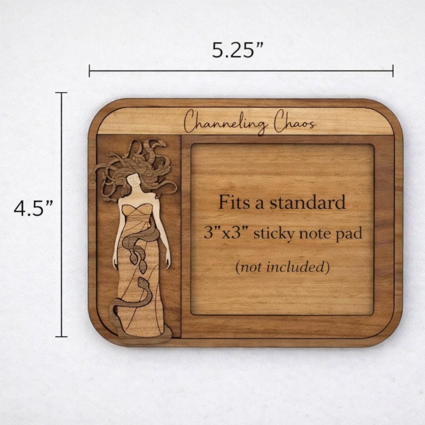 Medusa Sticky Note Holder | Laser Cut Wood Mythology Desk Decor