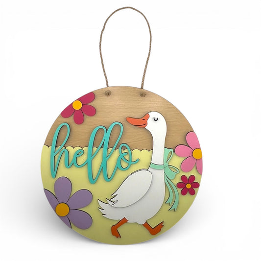 Hello Goose Spring Door Hanger | Farmhouse Welcome Sign