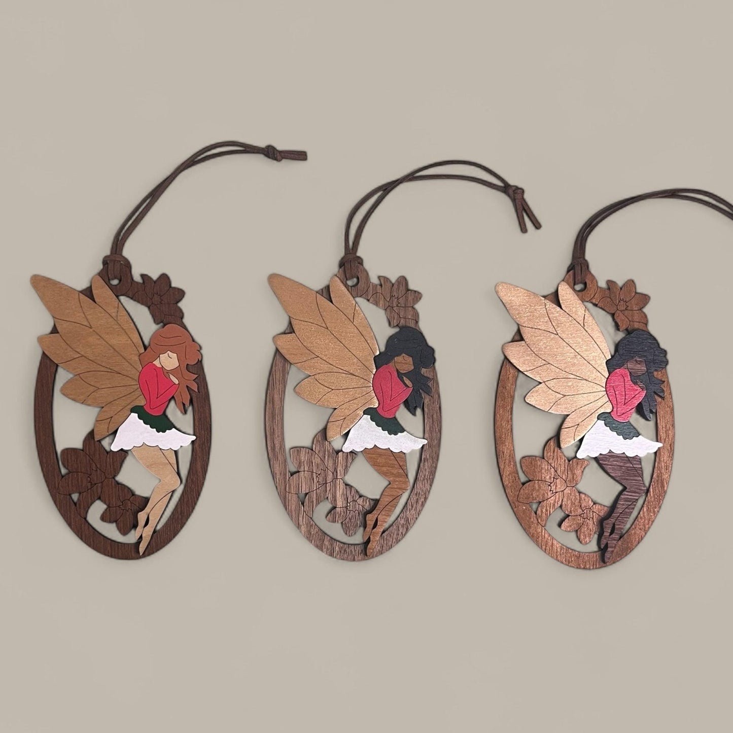 Woodland Fairy Christmas Ornament – Handcrafted Plywood Layered Decor