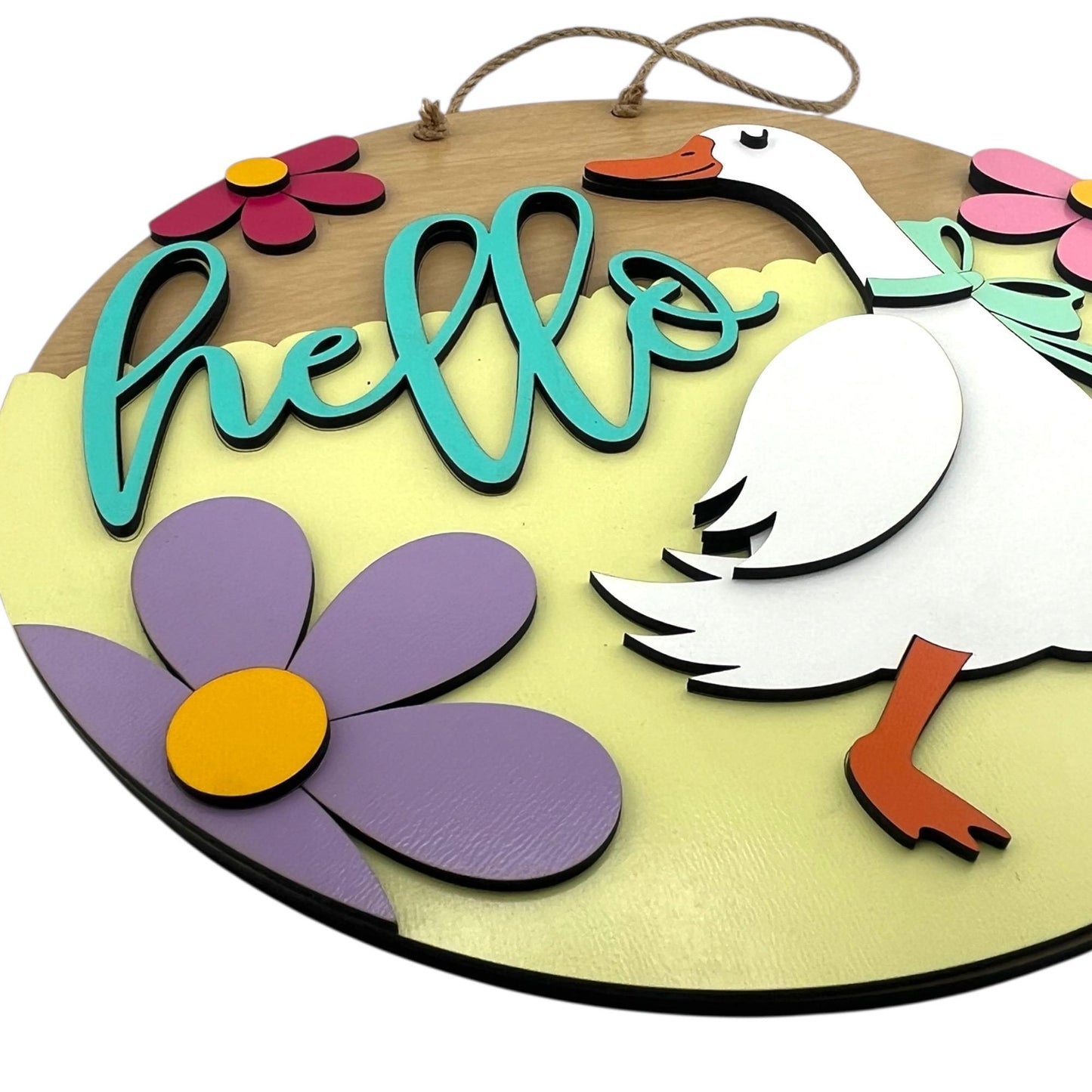 Hello Goose Spring Door Hanger | Farmhouse Welcome Sign