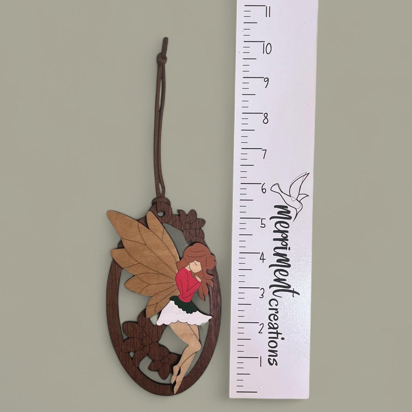 Woodland Fairy Christmas Ornament – Handcrafted Plywood Layered Decor