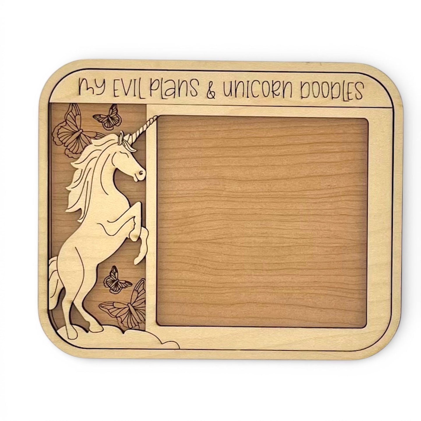 Laser Cut Wood Unicorn Sticky Note Holder | Desk Organizer