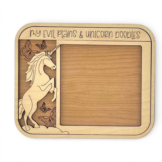 Laser Cut Wood Unicorn Sticky Note Holder | Desk Organizer