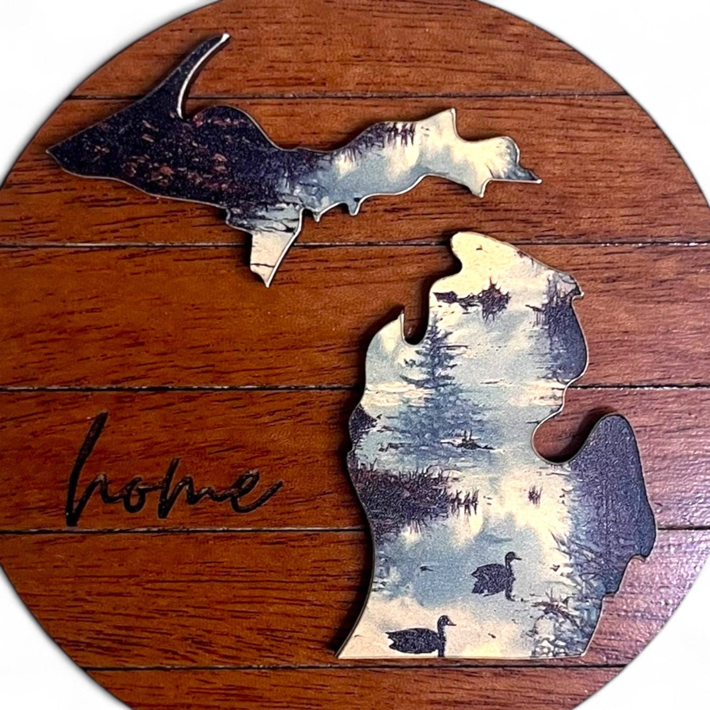Michigan Lake Reflection Ornament – State Wood Keepsake