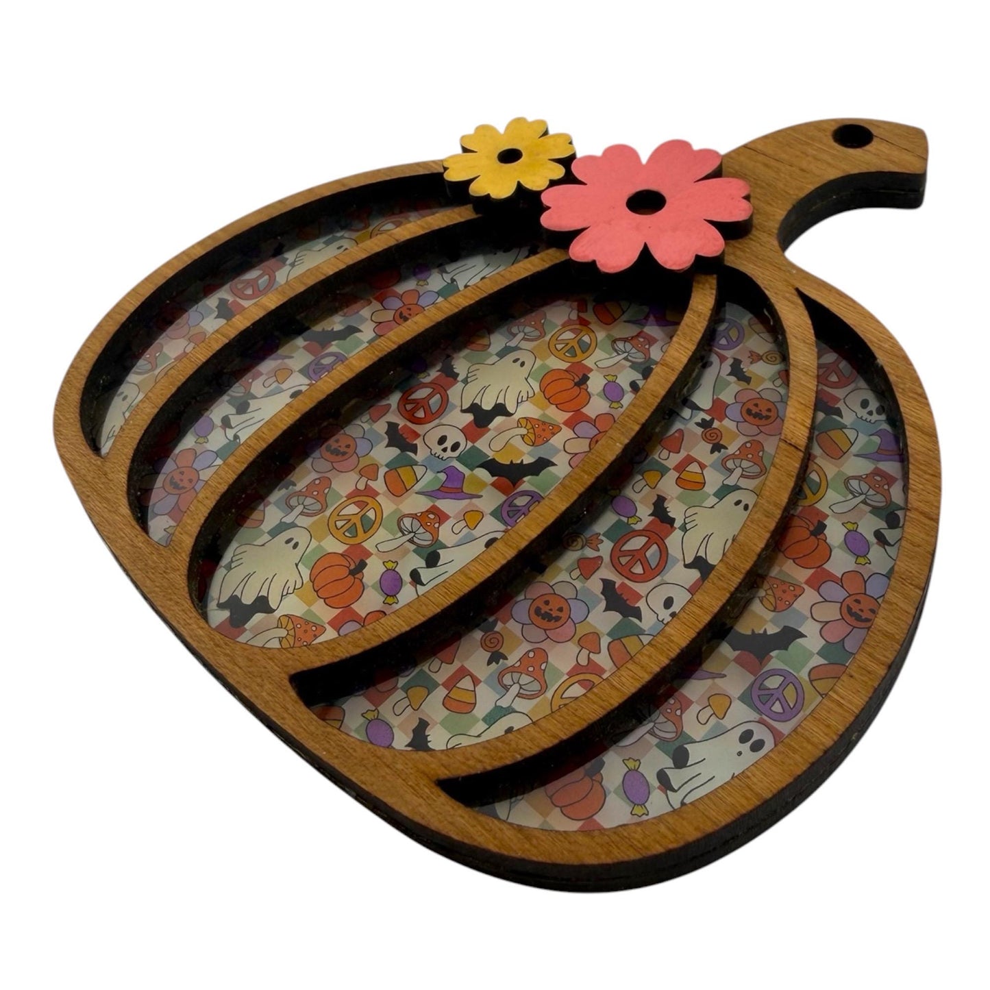 Floral Pumpkin Halloween Sun Catcher |  Whimsical Pumpkin Decor