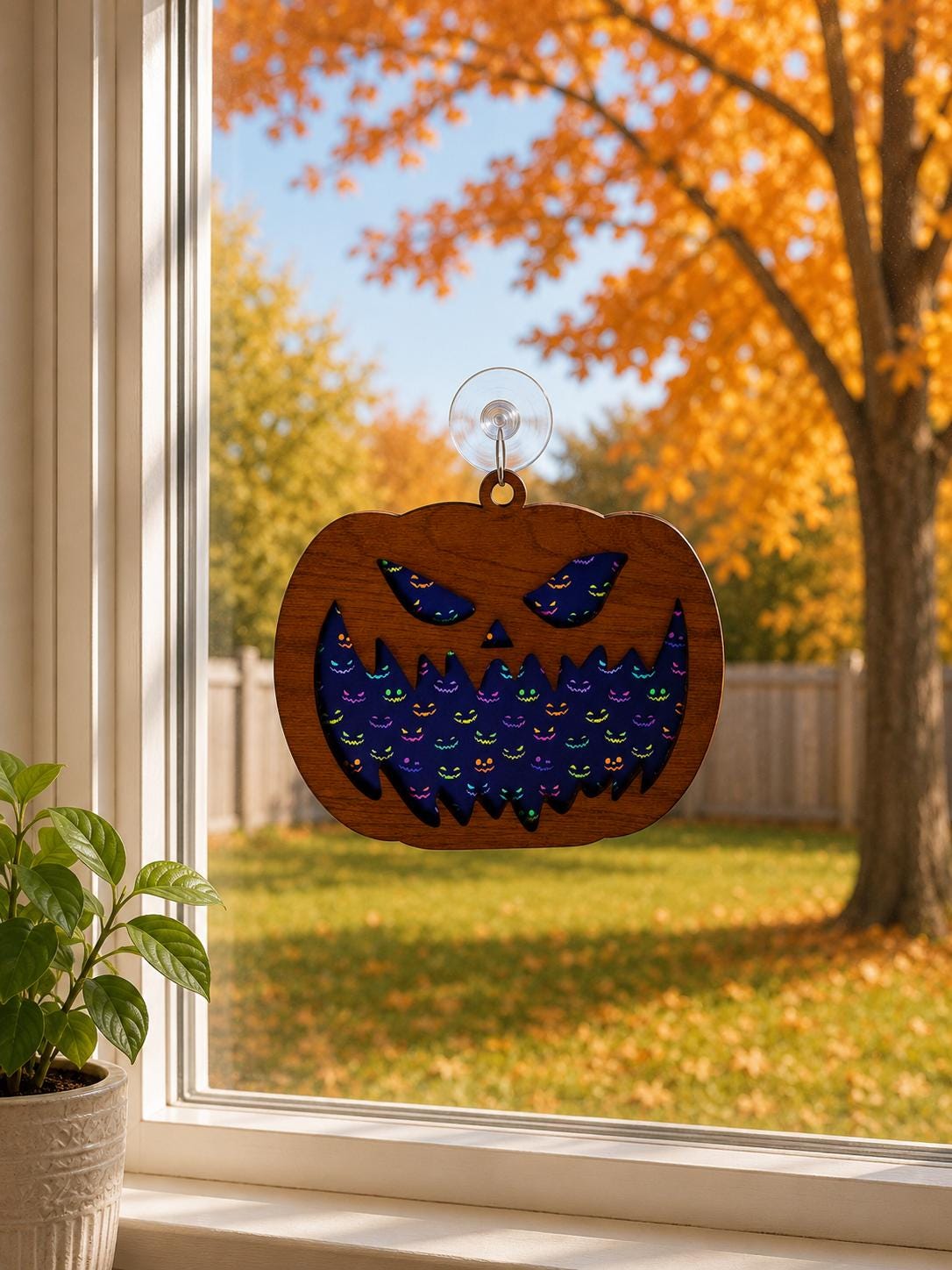 Spooky Jack O Lantern Sun Catcher |  Halloween Window Hanging