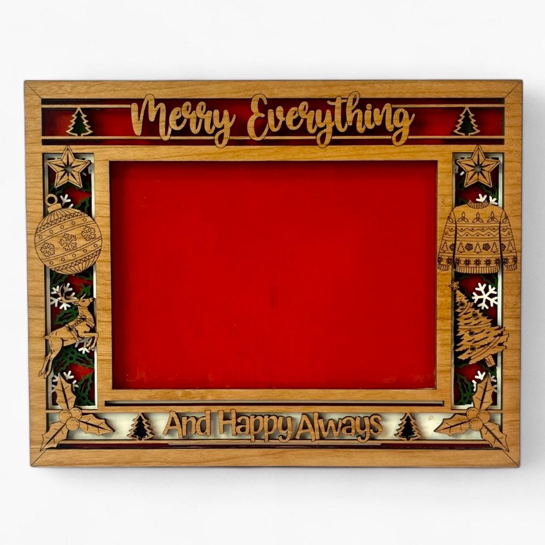 Merry Everything Christmas Picture Frame | Wooden Holiday Photo Frame | Layered Wood Christmas Decor | Family Christmas Gift